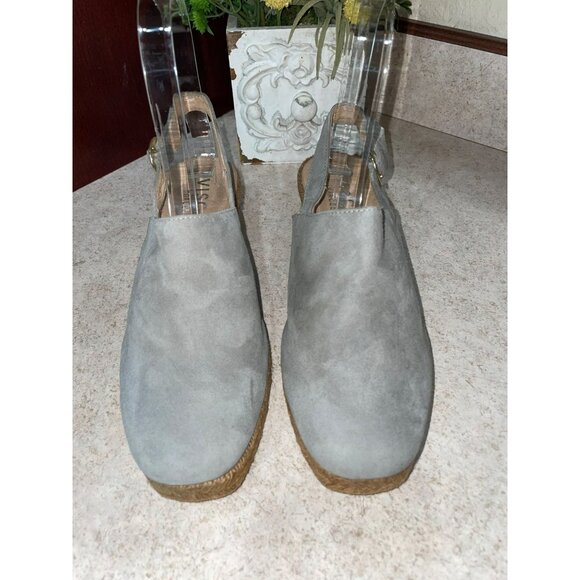 New VISCATA Rare Leather Suede Slingback Mules Gray Size 8 - Picture 4 of 6